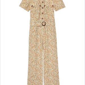 Sézane Floral Jumpsuit - Orange and Yellow